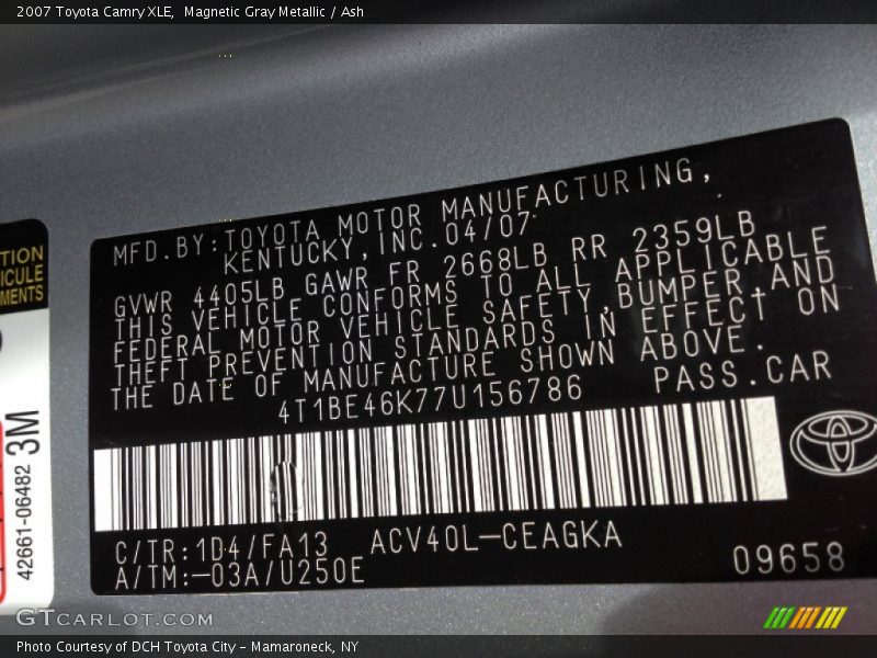 Magnetic Gray Metallic / Ash 2007 Toyota Camry XLE