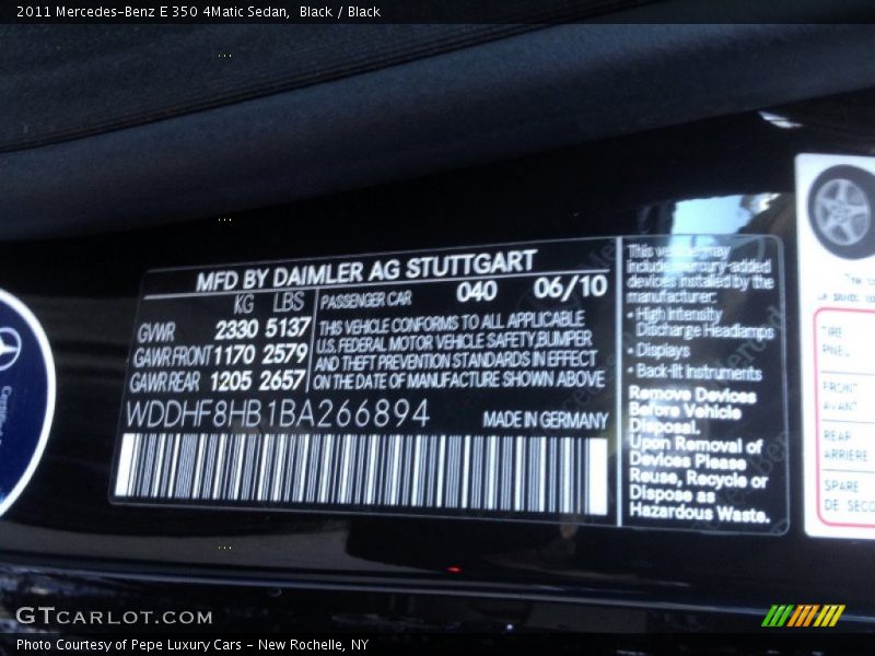 Black / Black 2011 Mercedes-Benz E 350 4Matic Sedan