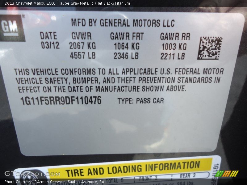 Taupe Gray Metallic / Jet Black/Titanium 2013 Chevrolet Malibu ECO