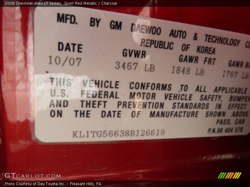 Sport Red Metallic / Charcoal 2008 Chevrolet Aveo LT Sedan