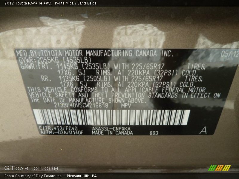 Pyrite Mica / Sand Beige 2012 Toyota RAV4 I4 4WD