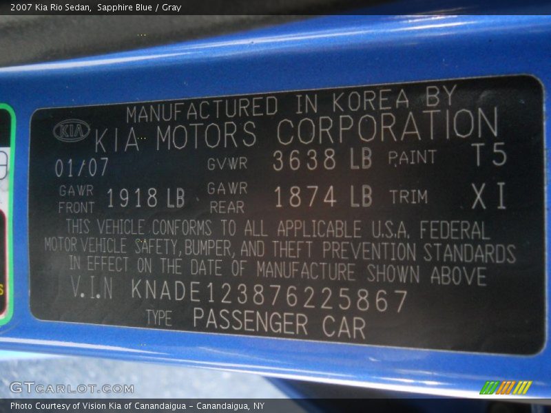 Sapphire Blue / Gray 2007 Kia Rio Sedan