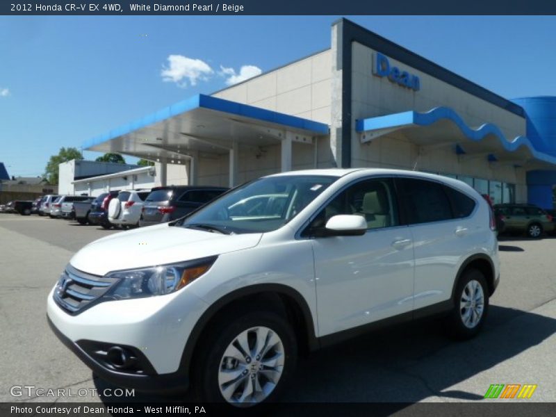 White Diamond Pearl / Beige 2012 Honda CR-V EX 4WD