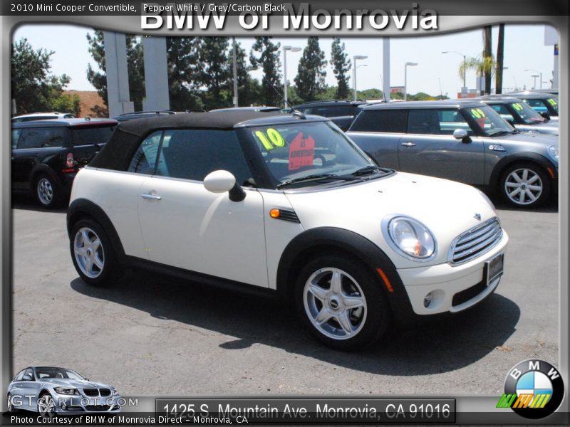 Pepper White / Grey/Carbon Black 2010 Mini Cooper Convertible