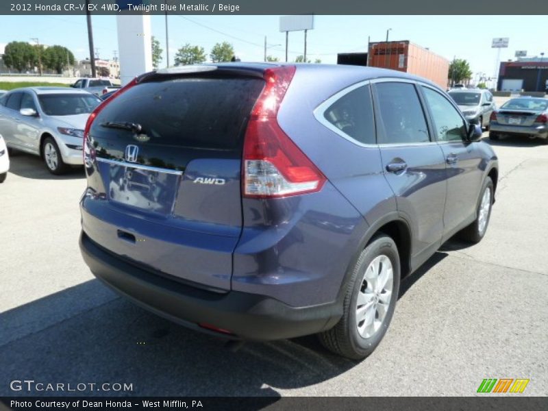 Twilight Blue Metallic / Beige 2012 Honda CR-V EX 4WD