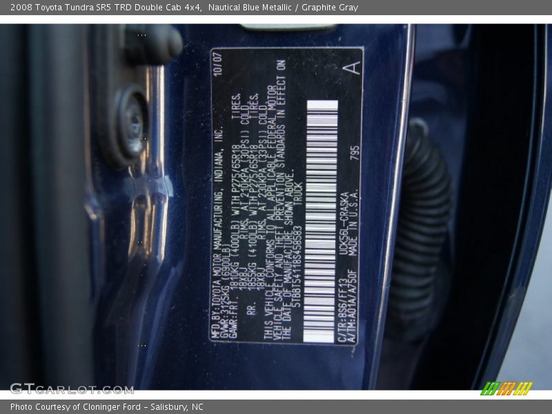 Nautical Blue Metallic / Graphite Gray 2008 Toyota Tundra SR5 TRD Double Cab 4x4