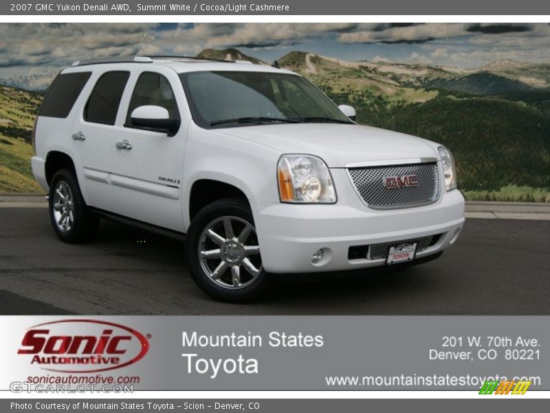 Summit White / Cocoa/Light Cashmere 2007 GMC Yukon Denali AWD