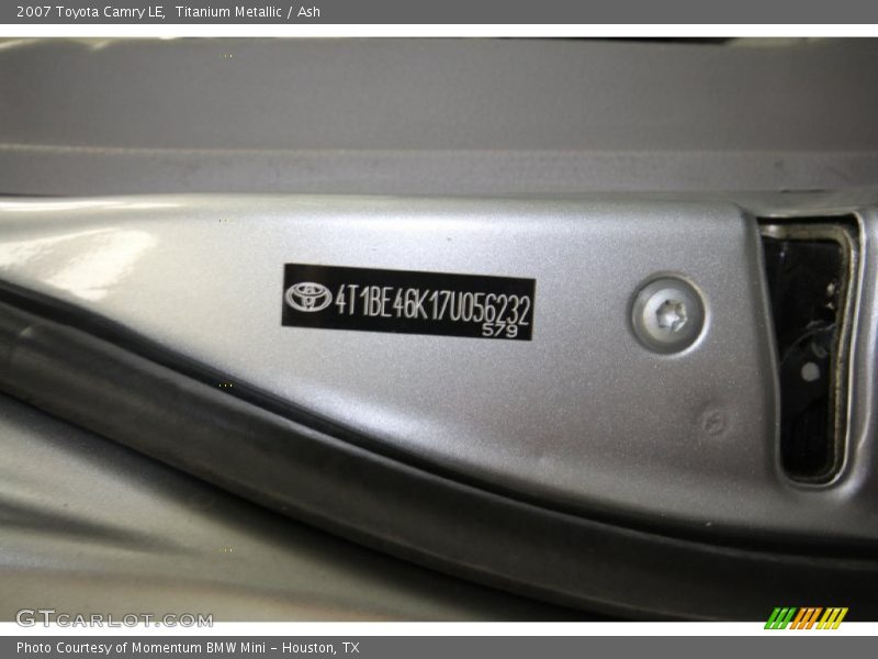 Titanium Metallic / Ash 2007 Toyota Camry LE