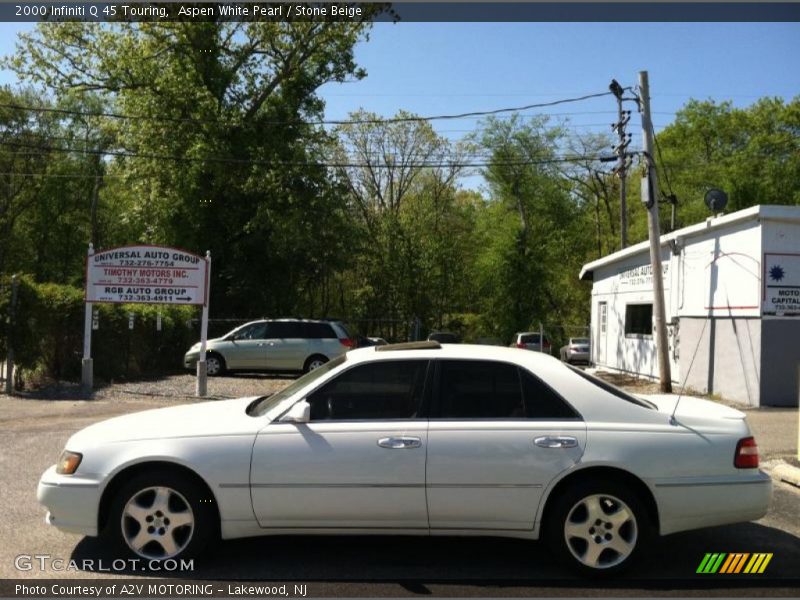 Aspen White Pearl / Stone Beige 2000 Infiniti Q 45 Touring