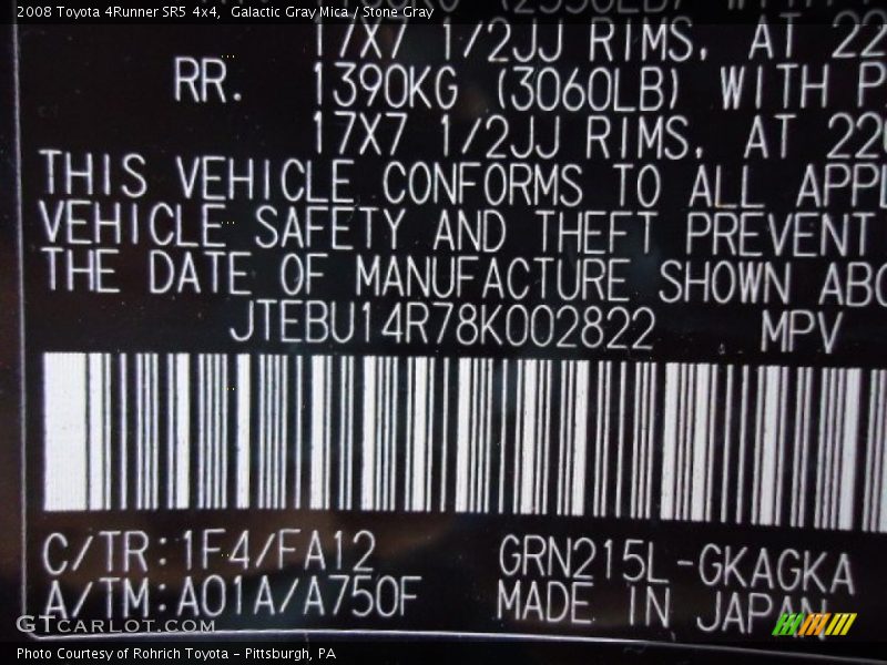 Galactic Gray Mica / Stone Gray 2008 Toyota 4Runner SR5 4x4