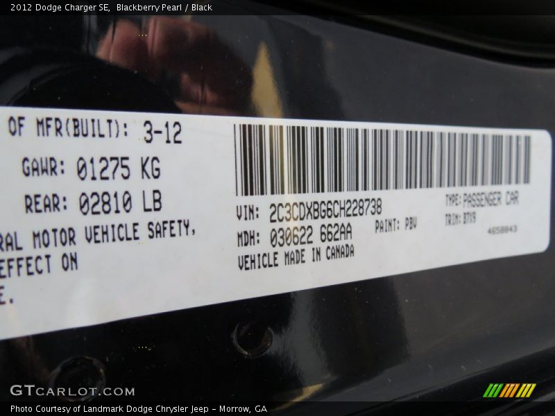 Blackberry Pearl / Black 2012 Dodge Charger SE
