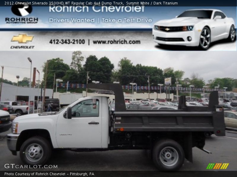 Summit White / Dark Titanium 2012 Chevrolet Silverado 3500HD WT Regular Cab 4x4 Dump Truck