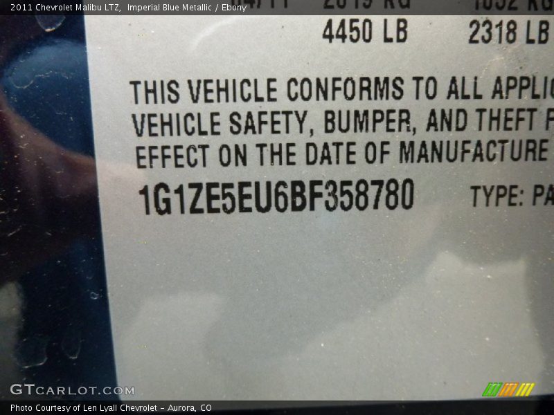 Imperial Blue Metallic / Ebony 2011 Chevrolet Malibu LTZ