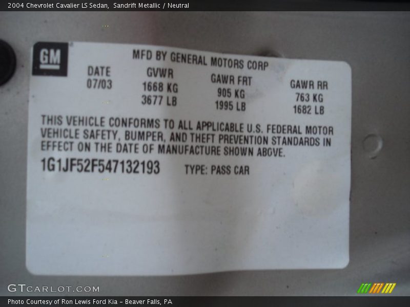 Sandrift Metallic / Neutral 2004 Chevrolet Cavalier LS Sedan