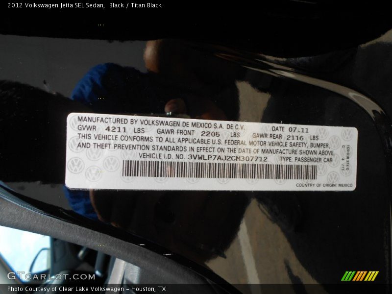 Black / Titan Black 2012 Volkswagen Jetta SEL Sedan