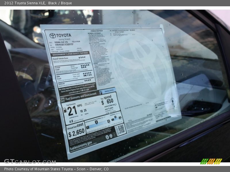 Black / Bisque 2012 Toyota Sienna XLE