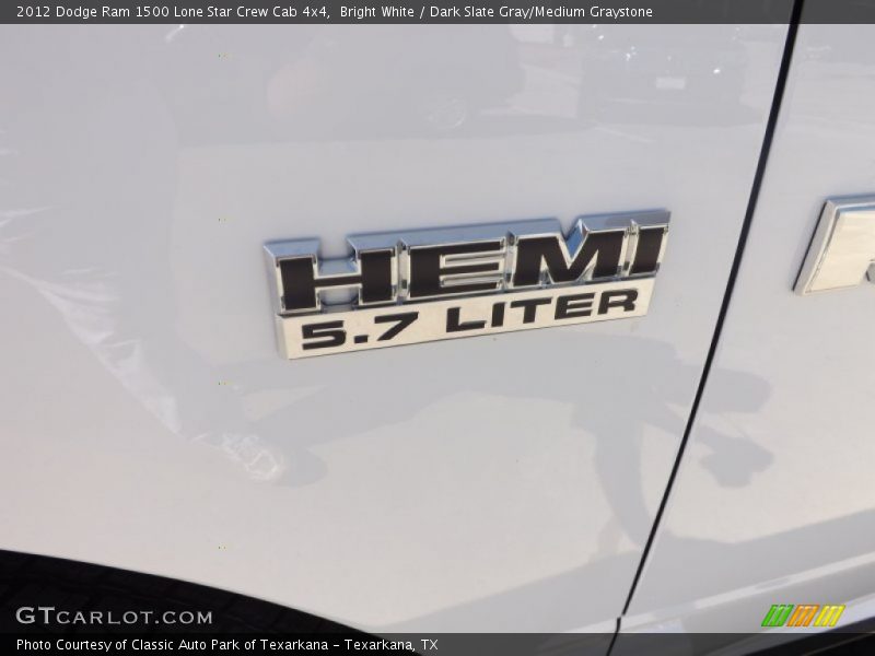 Bright White / Dark Slate Gray/Medium Graystone 2012 Dodge Ram 1500 Lone Star Crew Cab 4x4