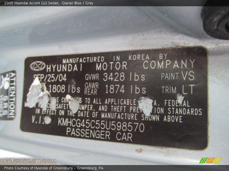 Glacier Blue / Gray 2005 Hyundai Accent GLS Sedan