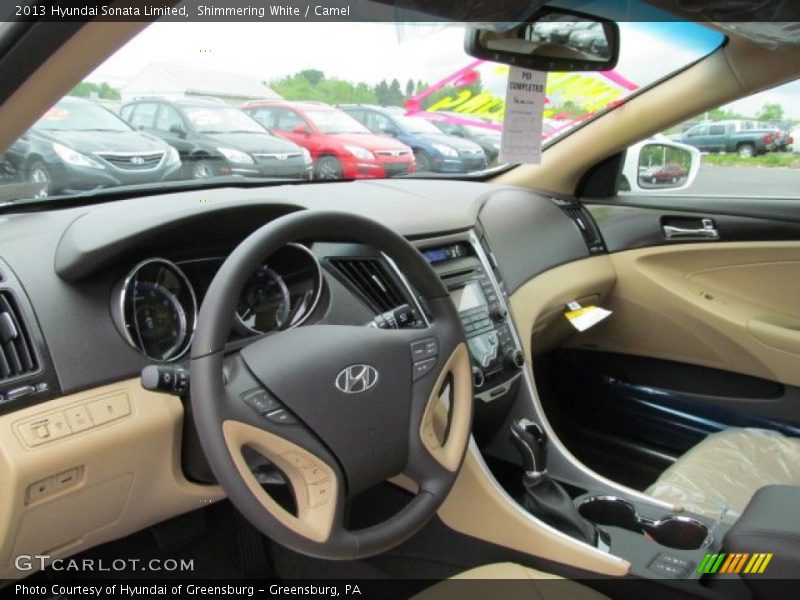 Shimmering White / Camel 2013 Hyundai Sonata Limited