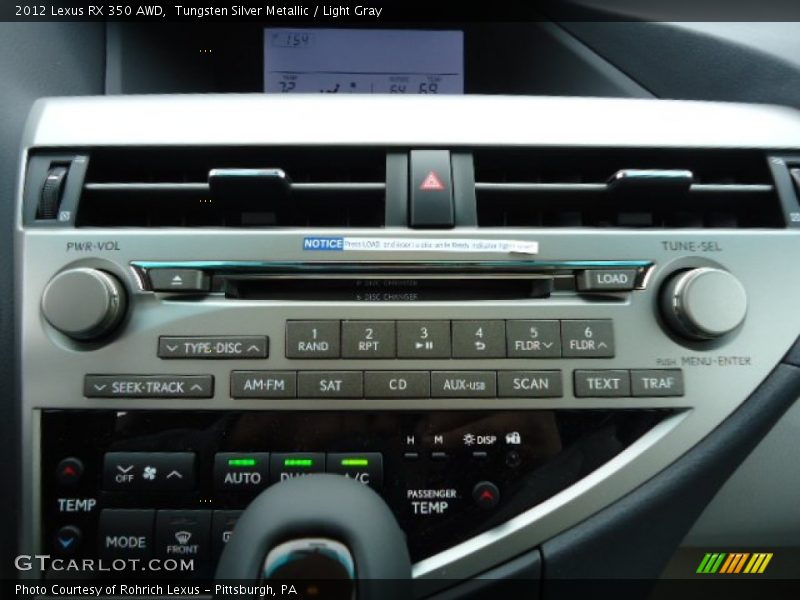 Tungsten Silver Metallic / Light Gray 2012 Lexus RX 350 AWD