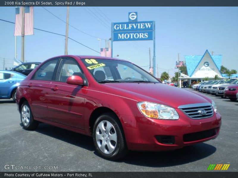 Spicy Red / Beige 2008 Kia Spectra EX Sedan