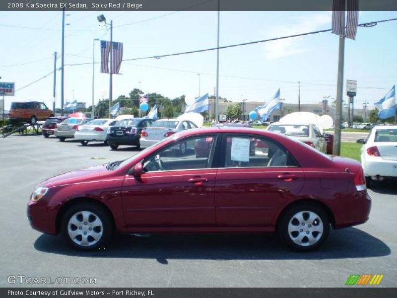 Spicy Red / Beige 2008 Kia Spectra EX Sedan
