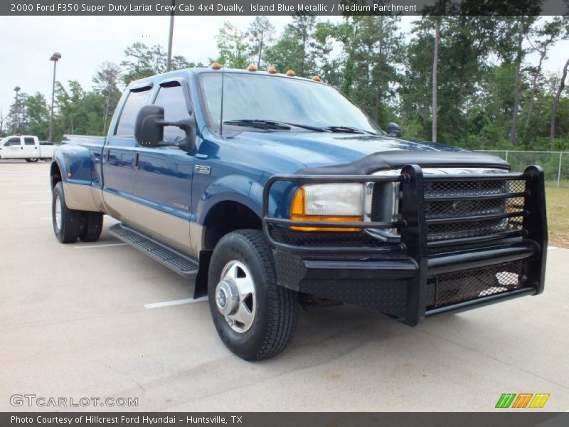 Island Blue Metallic / Medium Parchment 2000 Ford F350 Super Duty Lariat Crew Cab 4x4 Dually