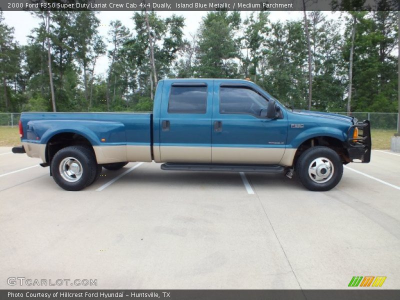 Island Blue Metallic / Medium Parchment 2000 Ford F350 Super Duty Lariat Crew Cab 4x4 Dually