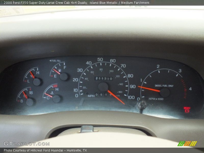 Island Blue Metallic / Medium Parchment 2000 Ford F350 Super Duty Lariat Crew Cab 4x4 Dually