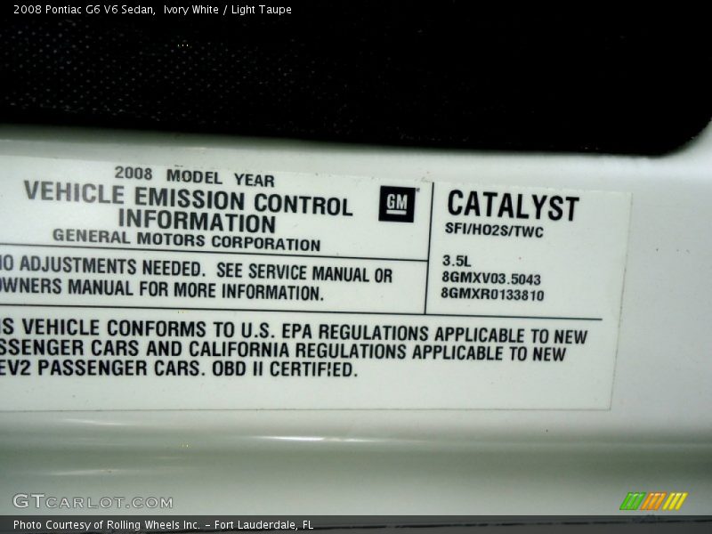 Ivory White / Light Taupe 2008 Pontiac G6 V6 Sedan