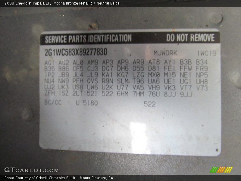 Mocha Bronze Metallic / Neutral Beige 2008 Chevrolet Impala LT
