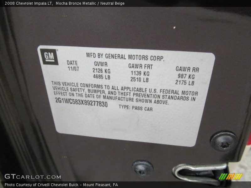 Mocha Bronze Metallic / Neutral Beige 2008 Chevrolet Impala LT