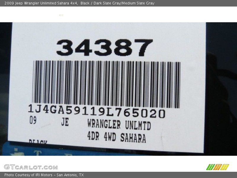 Black / Dark Slate Gray/Medium Slate Gray 2009 Jeep Wrangler Unlimited Sahara 4x4