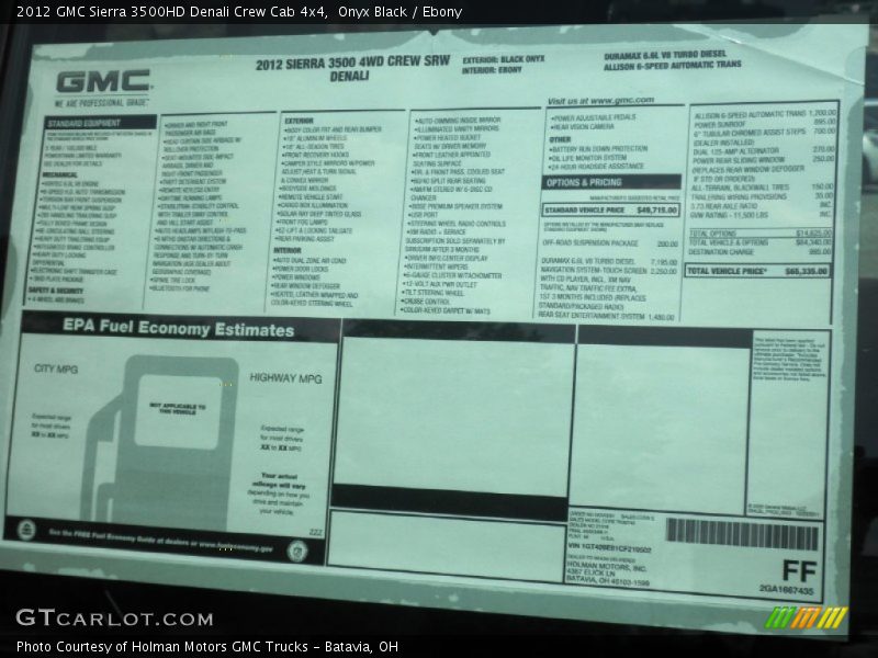 Onyx Black / Ebony 2012 GMC Sierra 3500HD Denali Crew Cab 4x4