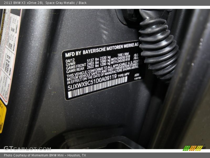 Space Gray Metallic / Black 2013 BMW X3 xDrive 28i