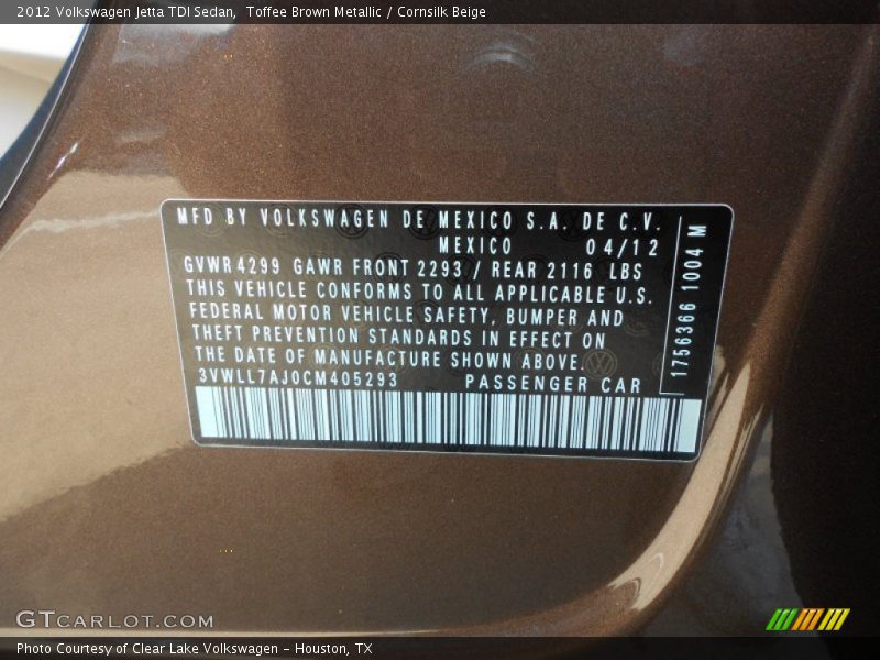 Toffee Brown Metallic / Cornsilk Beige 2012 Volkswagen Jetta TDI Sedan