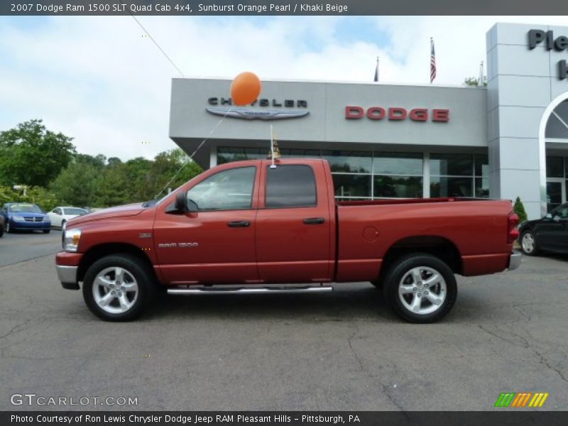 Sunburst Orange Pearl / Khaki Beige 2007 Dodge Ram 1500 SLT Quad Cab 4x4