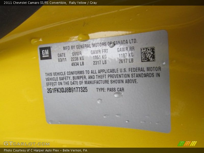 Rally Yellow / Gray 2011 Chevrolet Camaro SS/RS Convertible