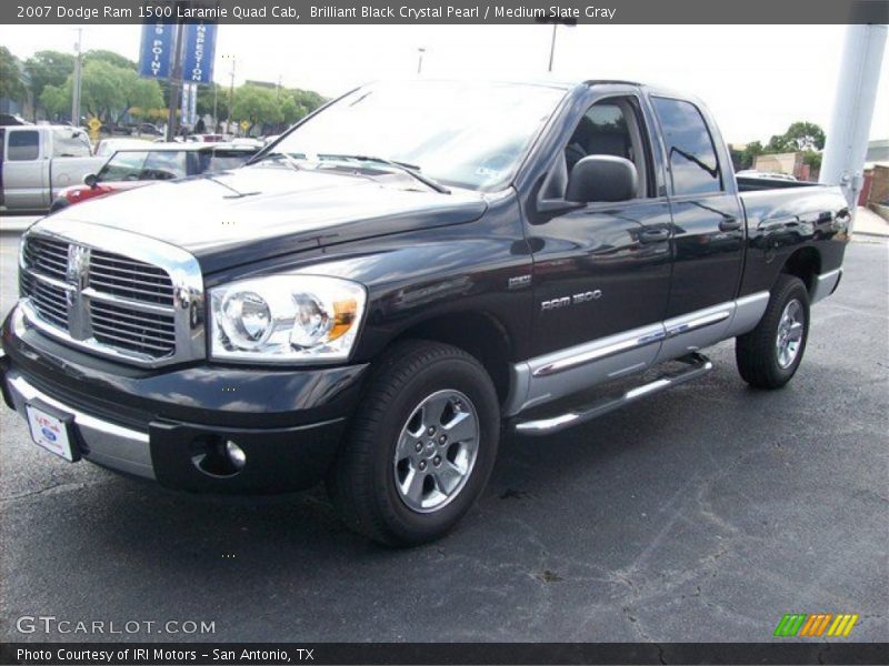 Brilliant Black Crystal Pearl / Medium Slate Gray 2007 Dodge Ram 1500 Laramie Quad Cab