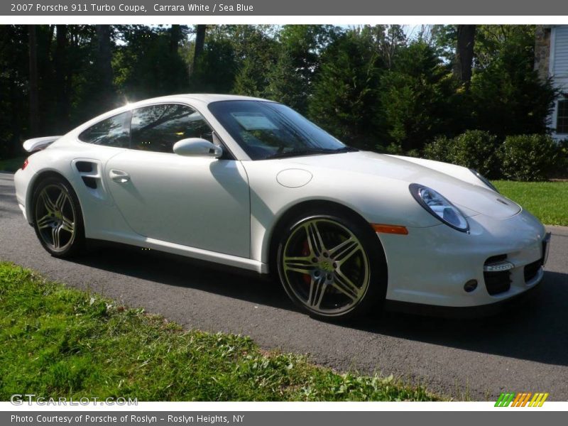 Carrara White / Sea Blue 2007 Porsche 911 Turbo Coupe