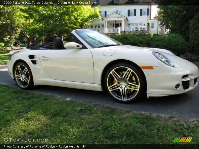 Cream White / Cocoa Brown 2009 Porsche 911 Turbo Cabriolet