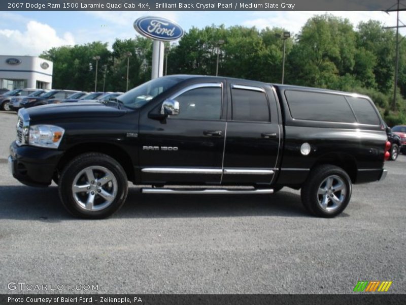 Brilliant Black Crystal Pearl / Medium Slate Gray 2007 Dodge Ram 1500 Laramie Quad Cab 4x4