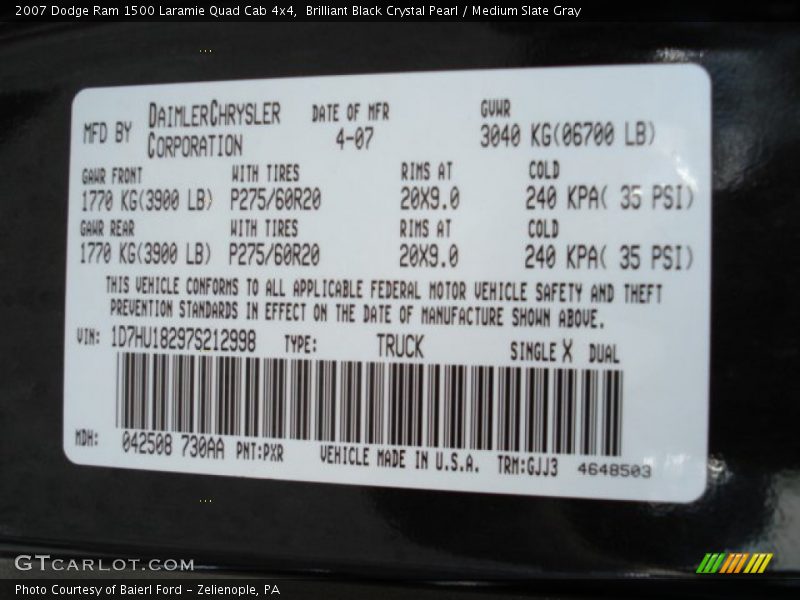 Brilliant Black Crystal Pearl / Medium Slate Gray 2007 Dodge Ram 1500 Laramie Quad Cab 4x4