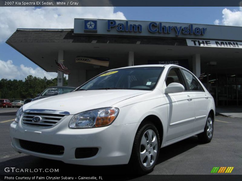 White / Gray 2007 Kia Spectra EX Sedan