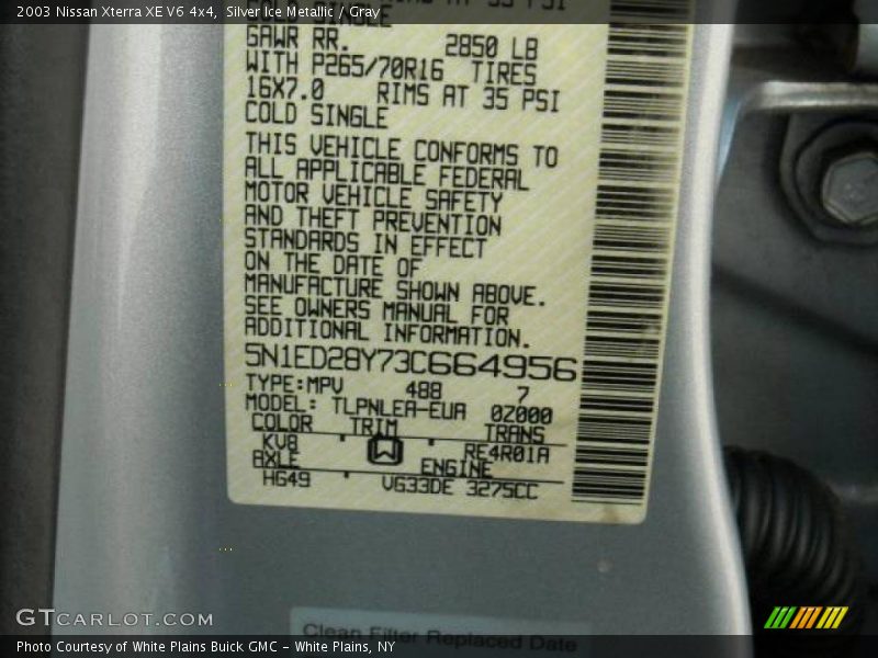 Silver Ice Metallic / Gray 2003 Nissan Xterra XE V6 4x4