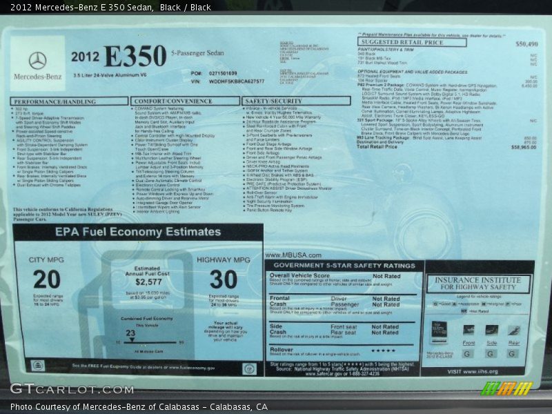 Black / Black 2012 Mercedes-Benz E 350 Sedan