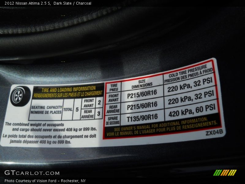 Dark Slate / Charcoal 2012 Nissan Altima 2.5 S