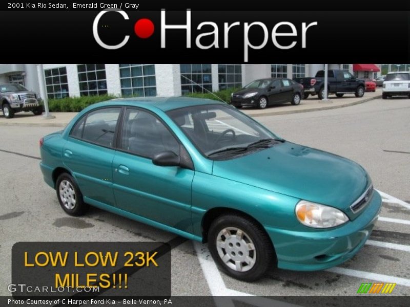 Emerald Green / Gray 2001 Kia Rio Sedan