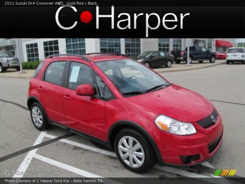 Vivid Red / Black 2011 Suzuki SX4 Crossover AWD