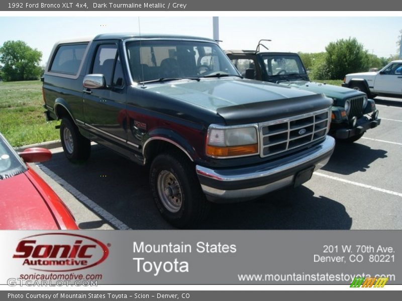 Dark Tourmaline Metallic / Grey 1992 Ford Bronco XLT 4x4